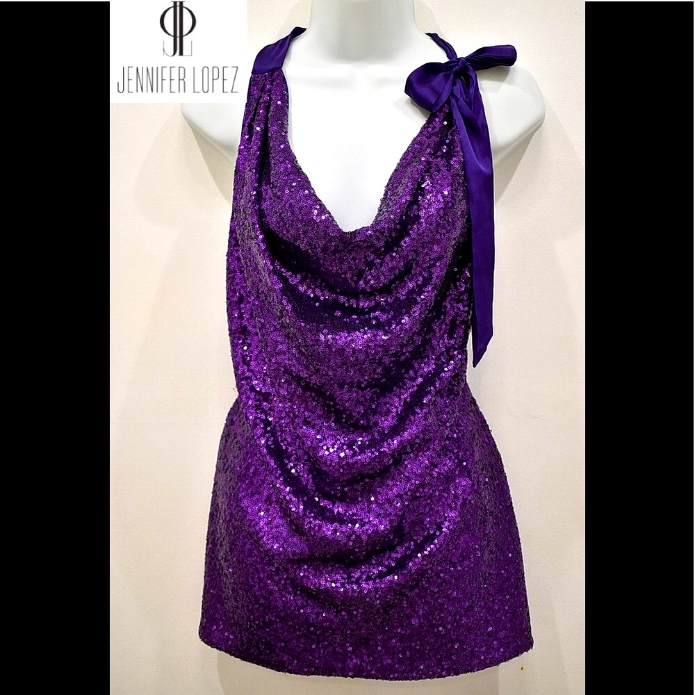 Jennifer Lopez Royal Purple Sequin Top